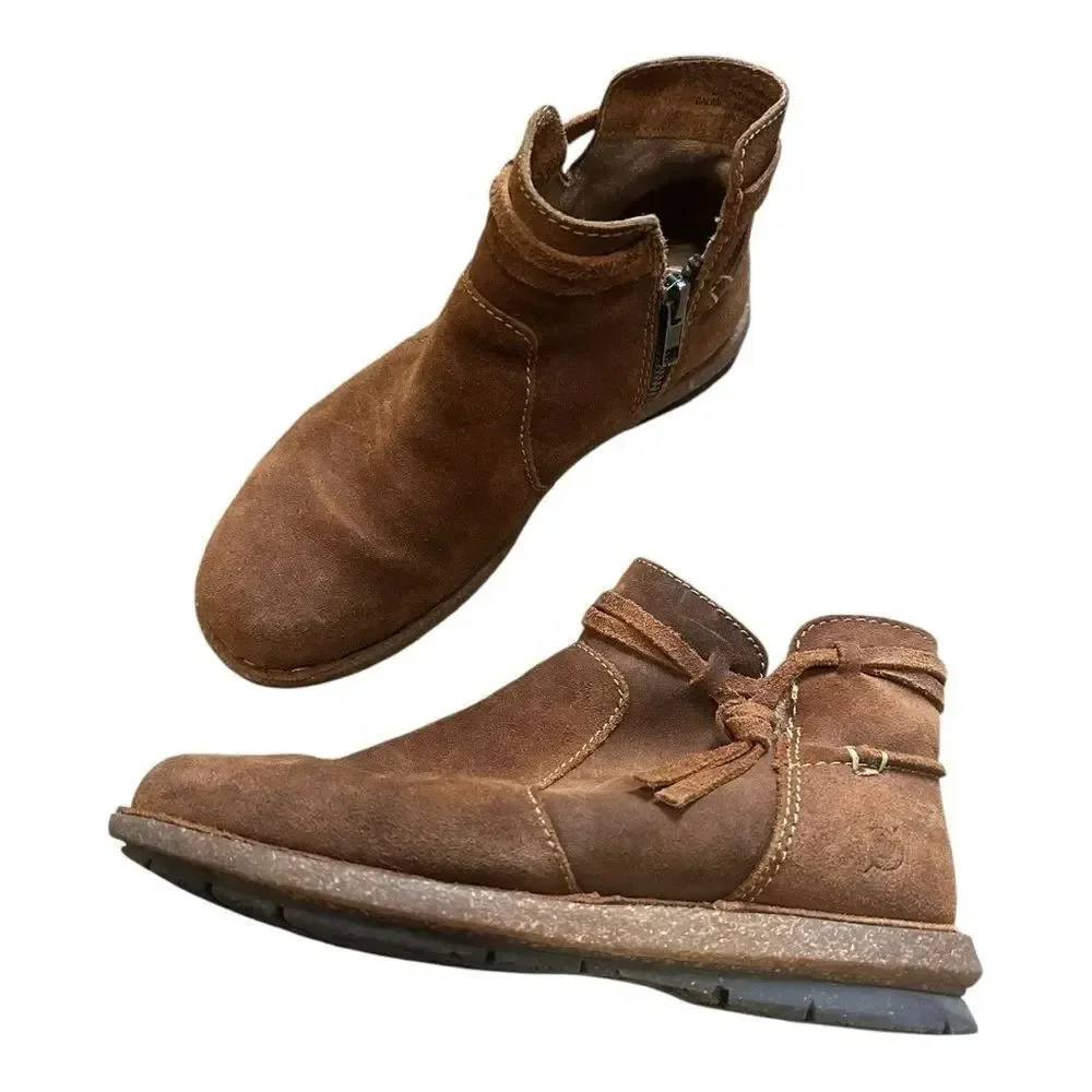 Born Boots | Womens Tarkiln Ankle Booties Brown Leather Side Zip BR0017406 | 7